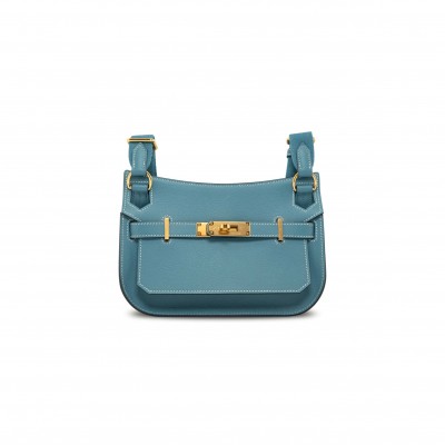 HERMÈS JYPSIERE MINI BLEU JEAN EVERCOLOR (23*17*5cm) 
